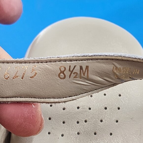 SAS Suntimer Leather Hook & Loop Strap Slingback Sandals Cream - Picture 5 of 7